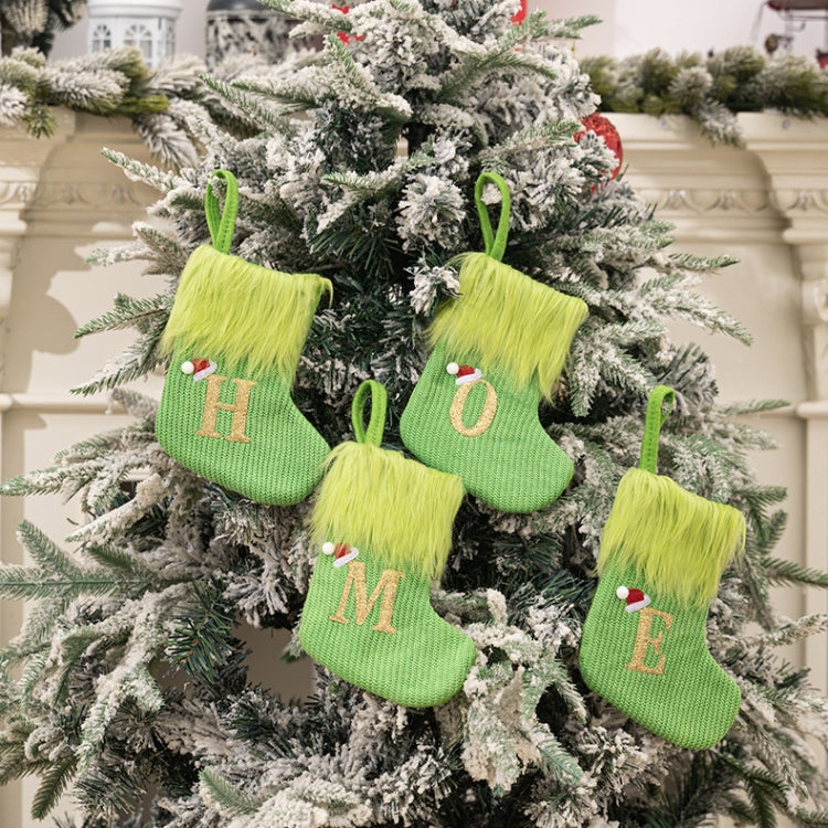 Knitted Letter Christmas Sock DIY Home Hangings, Style: A