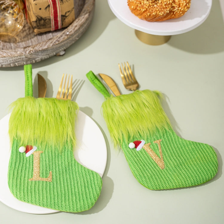 Knitted Letter Christmas Sock DIY Home Hangings, Style: L