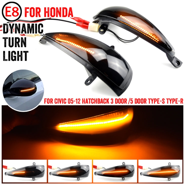1pair For Honda Civic 8th Rearview Mirror Turn Signal Indicator Lights - Single Yellow Light Running