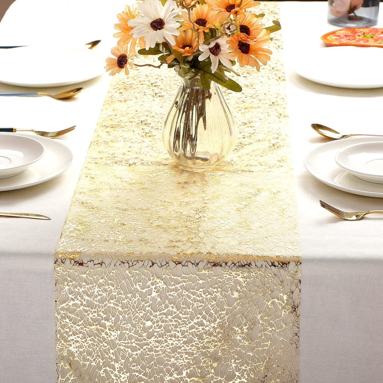 Simple Gold-stamped Table Runner for Event Party, Wedding , Christmas 11 x 108 Inch