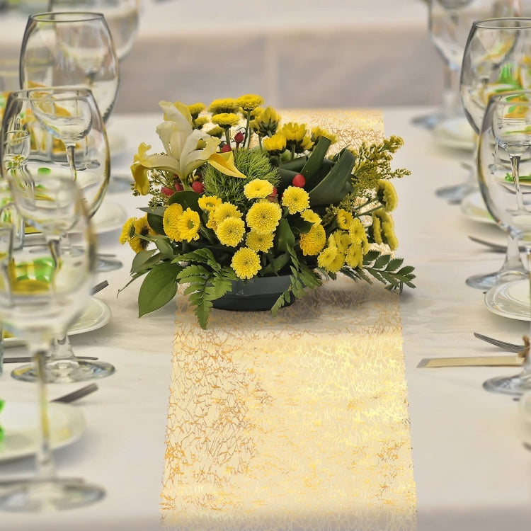 Simple Gold-stamped Table Runner for Event Party, Wedding , Christmas 11 x 108 Inch