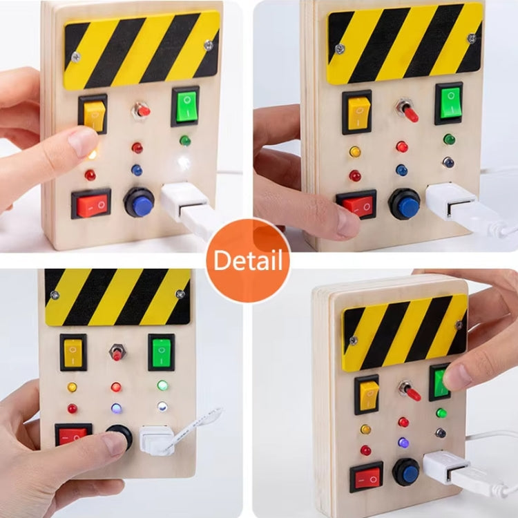 Montessori Busy Board Sensory Toys Wooden With LED Light Switch Control Board Children Educational Toy, Style: Basic USB