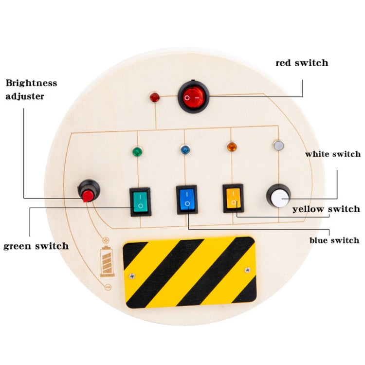 Montessori Busy Board Sensory Toys Wooden With LED Light Switch Control Board Children Educational Toy, Style: Basic Round