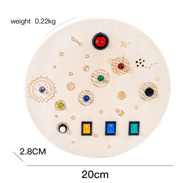 Montessori Busy Board Sensory Toys Wooden With LED Light Switch Control Board Children Educational Toy, Style: Round Star