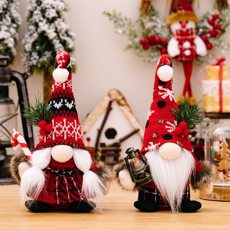 Christmas Decoration Plush Knitted Bent Hat Gnome Figurine Ornament