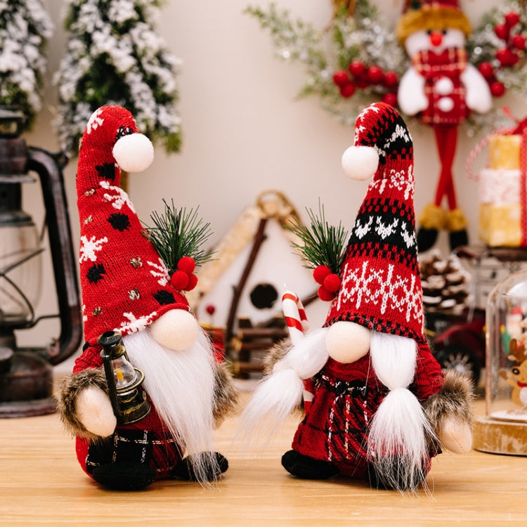 Christmas Decoration Plush Knitted Bent Hat Gnome Figurine Ornament