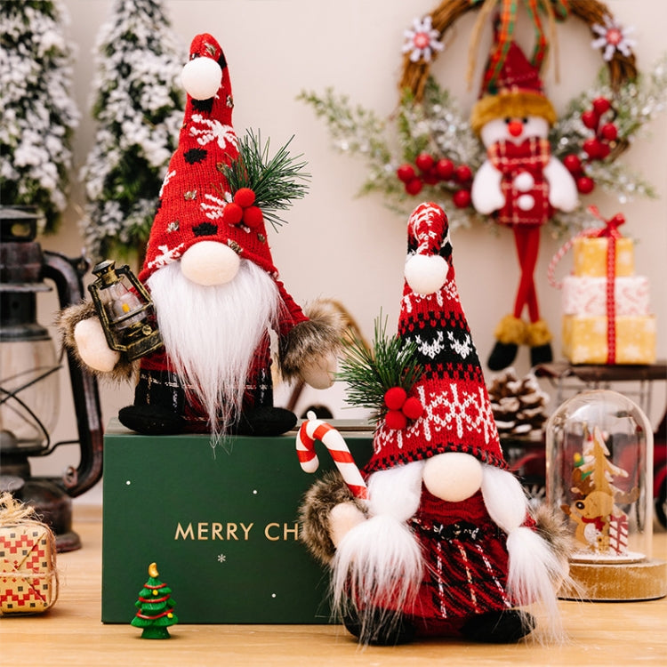 Christmas Decoration Plush Knitted Bent Hat Gnome Figurine Ornament