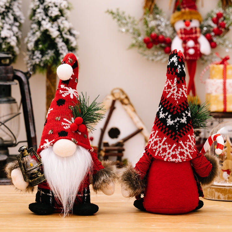 Christmas Decoration Plush Knitted Bent Hat Gnome Figurine Ornament