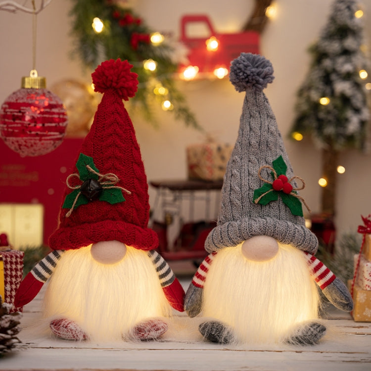 Knitted Pointed Hat Gnome Figurine With Lights Christmas Decorations