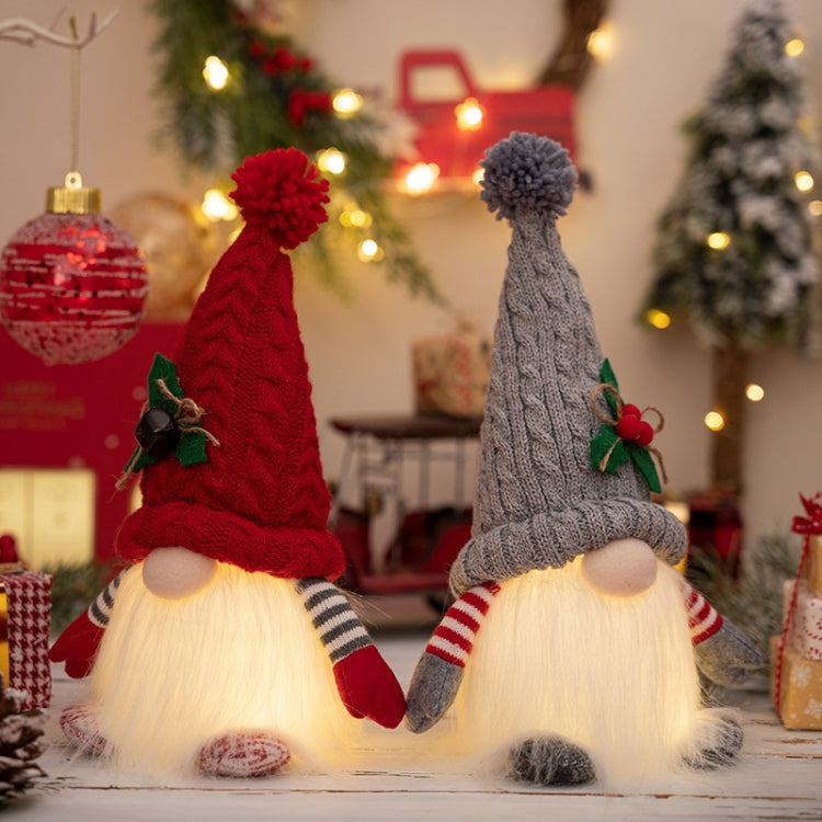 Knitted Pointed Hat Gnome Figurine With Lights Christmas Decorations