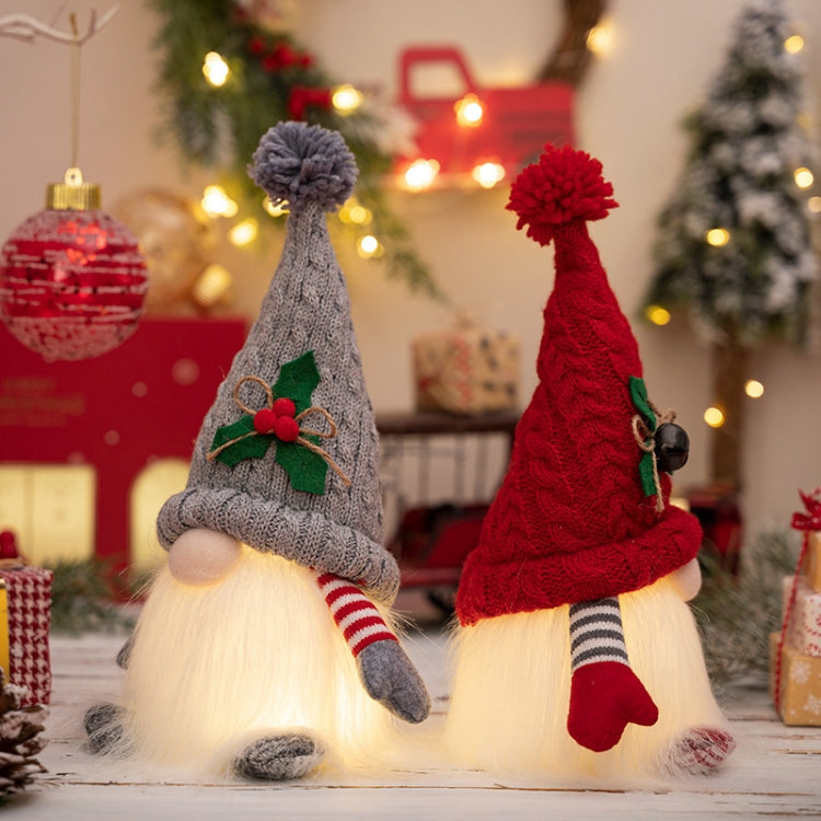 Knitted Pointed Hat Gnome Figurine With Lights Christmas Decorations
