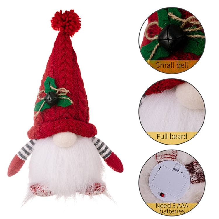 Knitted Pointed Hat Gnome Figurine With Lights Christmas Decorations