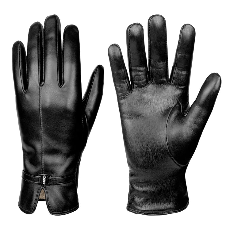 Women Sheepskin Wool Fleece Lined Windproof Warm Gloves Touchscreen Thick Snow Driving Gloves, Size: M
