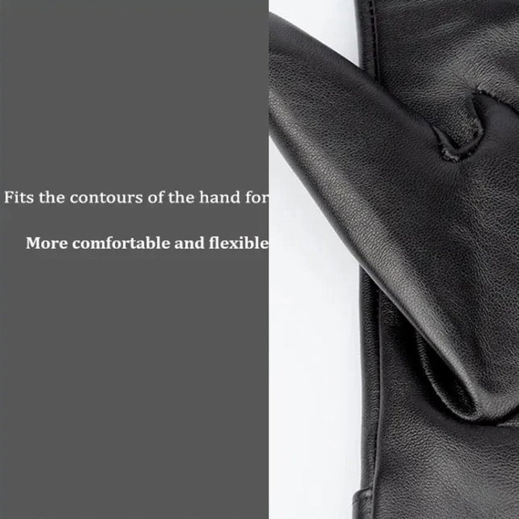 Women Sheepskin Wool Fleece Lined Windproof Warm Gloves Touchscreen Thick Snow Driving Gloves, Size: M