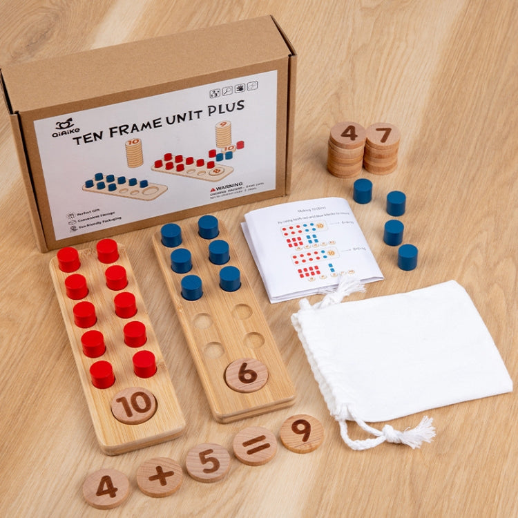 Wooden Children Math Number Sense Enlightenment Logic Cultivation Montessori Educational Toy Teaching Aids - 10 Grid Array