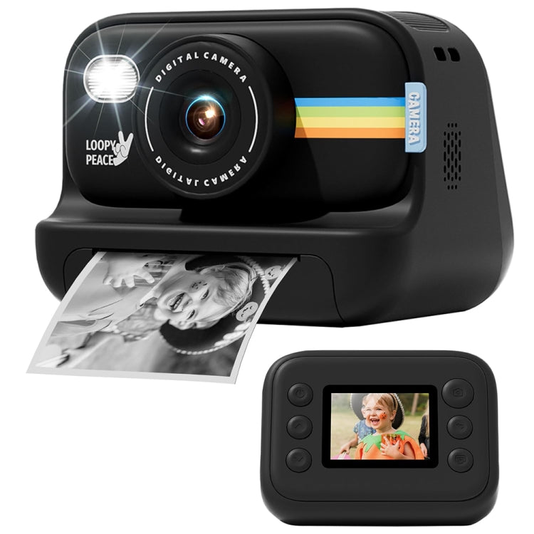 2.0-Inch LED Flash 1080P HD Recording Photo Printing Camera With 3-Rolls Paper, Color: Black+32G