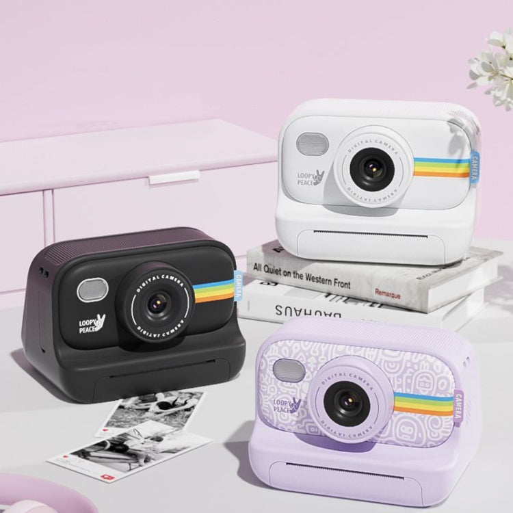 2.0-Inch LED Flash 1080P HD Recording Photo Printing Camera With 3-Rolls Paper, Color: White