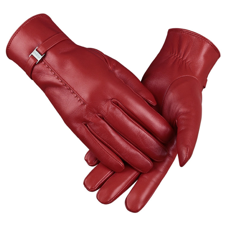 OZERO Women Sheepskin Warm Gloves with Fleece Lining Split Finger Elasticated Gloves, Size: M