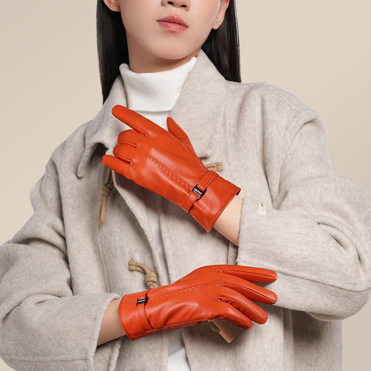 OZERO Women Sheepskin Warm Gloves with Fleece Lining Split Finger Elasticated Gloves, Size: M