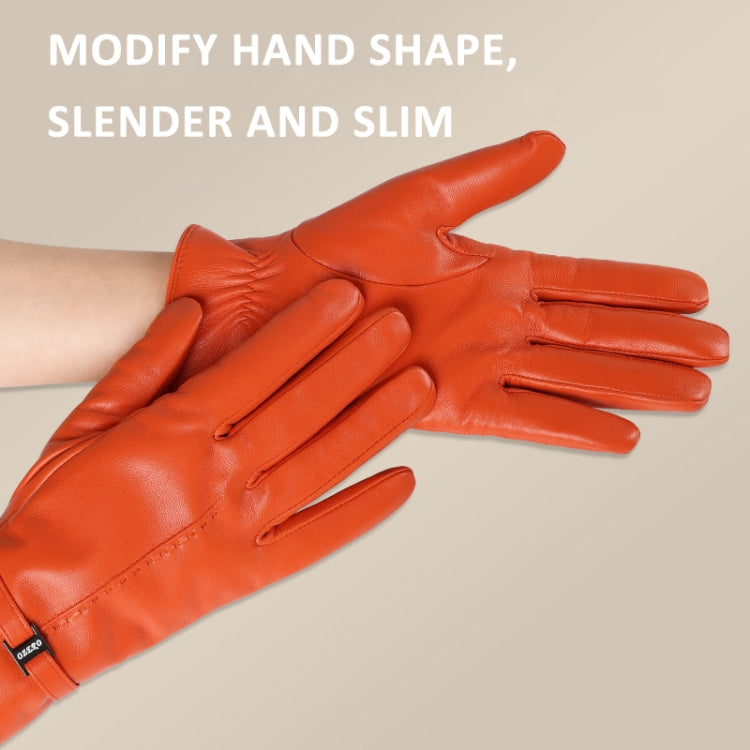OZERO Women Sheepskin Warm Gloves with Fleece Lining Split Finger Elasticated Gloves, Size: L