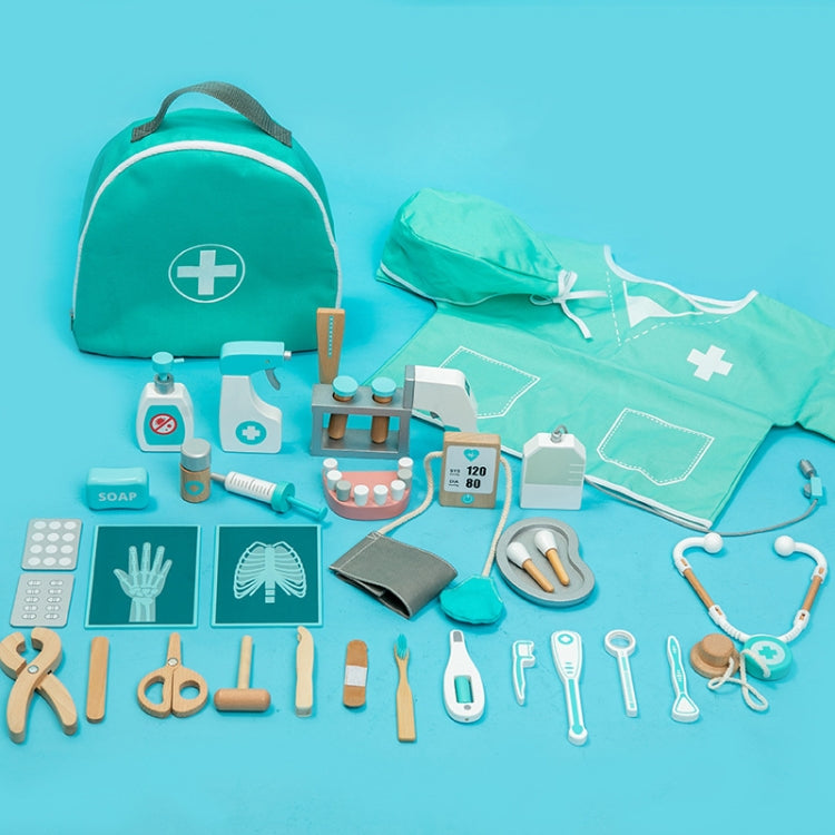 36pcs /Set Children Role Playing Doctor Toys Wooden Simulation Luxury Medicine Case Baby Girl Pretend Play Toy