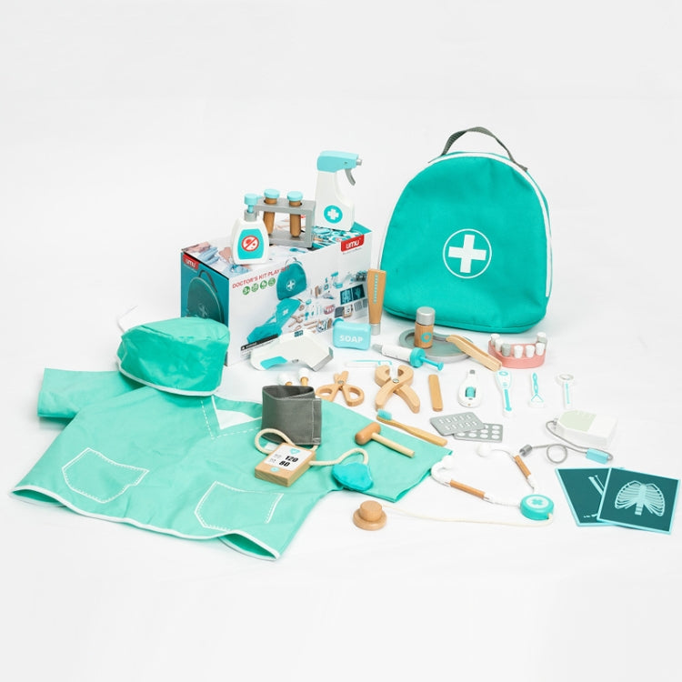 36pcs /Set Children Role Playing Doctor Toys Wooden Simulation Luxury Medicine Case Baby Girl Pretend Play Toy