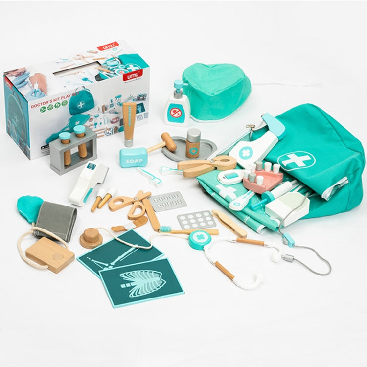 36pcs /Set Children Role Playing Doctor Toys Wooden Simulation Luxury Medicine Case Baby Girl Pretend Play Toy