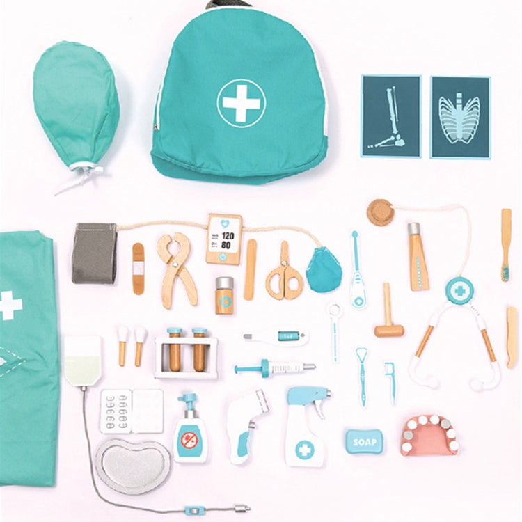 36pcs /Set Children Role Playing Doctor Toys Wooden Simulation Luxury Medicine Case Baby Girl Pretend Play Toy