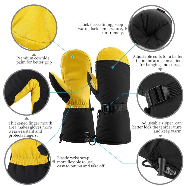 Winter Ski Snow Gloves for Men and Women Outdoor Sport Shovel Ski Gloves, Style: Five-finger Black