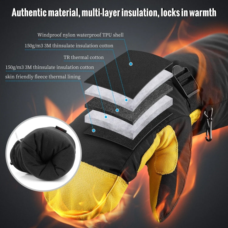 Winter Ski Snow Gloves for Men and Women Outdoor Sport Shovel Ski Gloves, Style: Five-finger Black