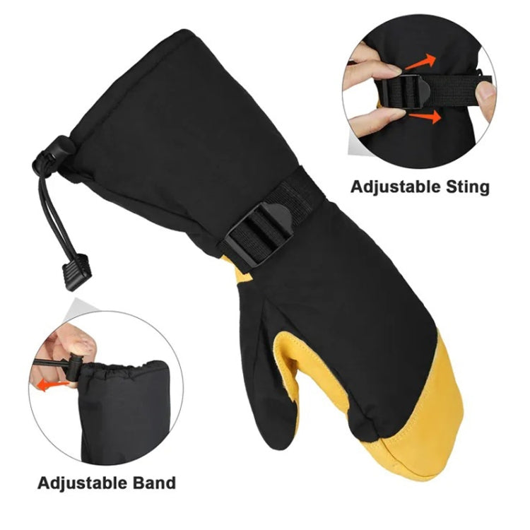 Winter Ski Snow Gloves for Men and Women Outdoor Sport Shovel Ski Gloves, Style: Five-finger Yellow
