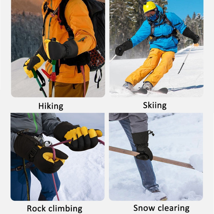 Winter Ski Snow Gloves for Men and Women Outdoor Sport Shovel Ski Gloves, Style: Five-finger Yellow