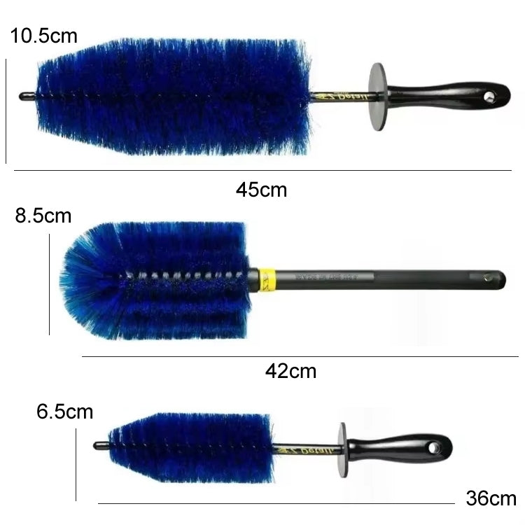 3pcs /Set Car Wash Engine Compartment Cleaning Detail Brush - Blue