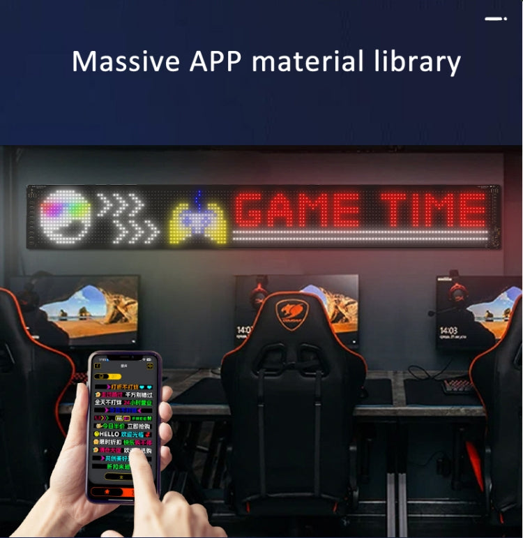 LED Flexible Screen Advertising  Large Screen Supports APP Bluetooth Control 52.4 x 7.6 Inch US Plug