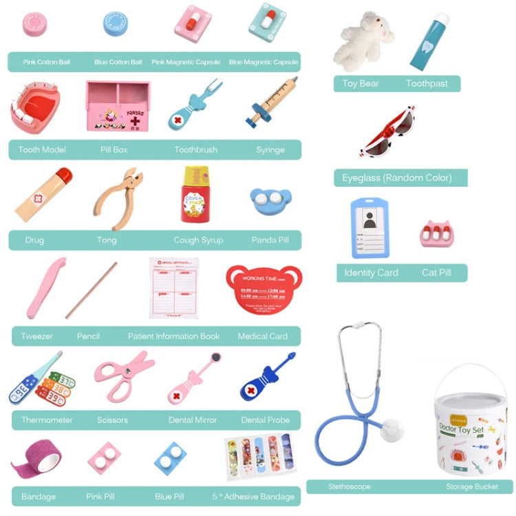 Children Simulation Doctor Toy Set Wooden Pretend Play Girls Nurse Boys Stethoscope Role Play Toys