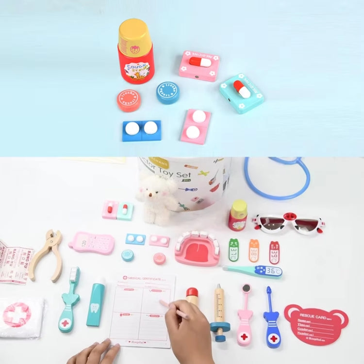 Children Simulation Doctor Toy Set Wooden Pretend Play Girls Nurse Boys Stethoscope Role Play Toys