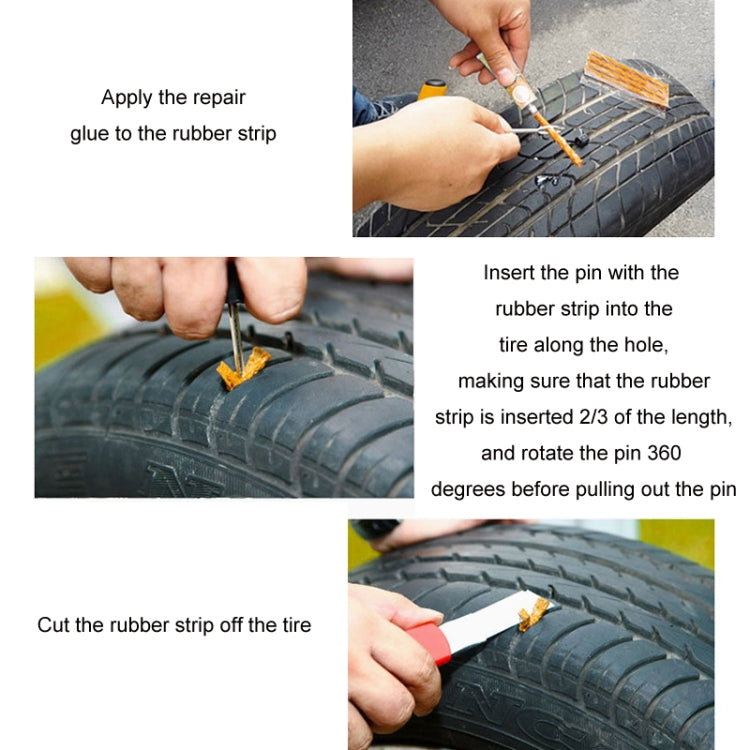 46pcs /Set Car Tubeless Tire Repair Needle Rubber Strip Valve Tip Needle-nosed Pliers Tool Set - With Bag