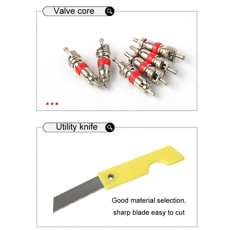 46pcs /Set Car Tubeless Tire Repair Needle Rubber Strip Valve Tip Needle-nosed Pliers Tool Set - With Bag