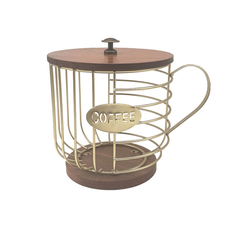Coffee Companion Storage Rack Cup-Shaped Kitchen Storage Basket, Color: Gold with Words＋Lid