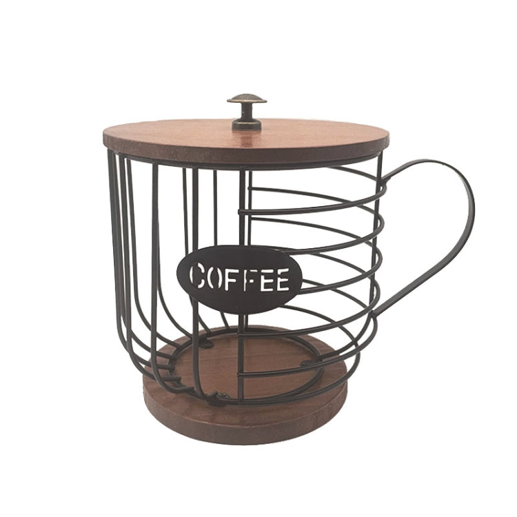 Coffee Companion Storage Rack Cup-Shaped Kitchen Storage Basket, Color: Black with Words＋Lid