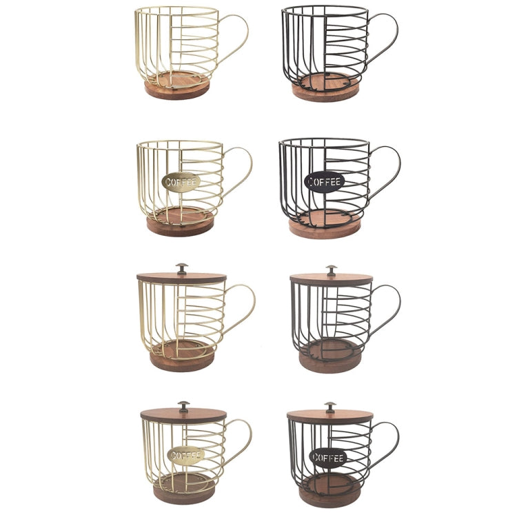 Coffee Companion Storage Rack Cup-Shaped Kitchen Storage Basket, Color: Gold with Words
