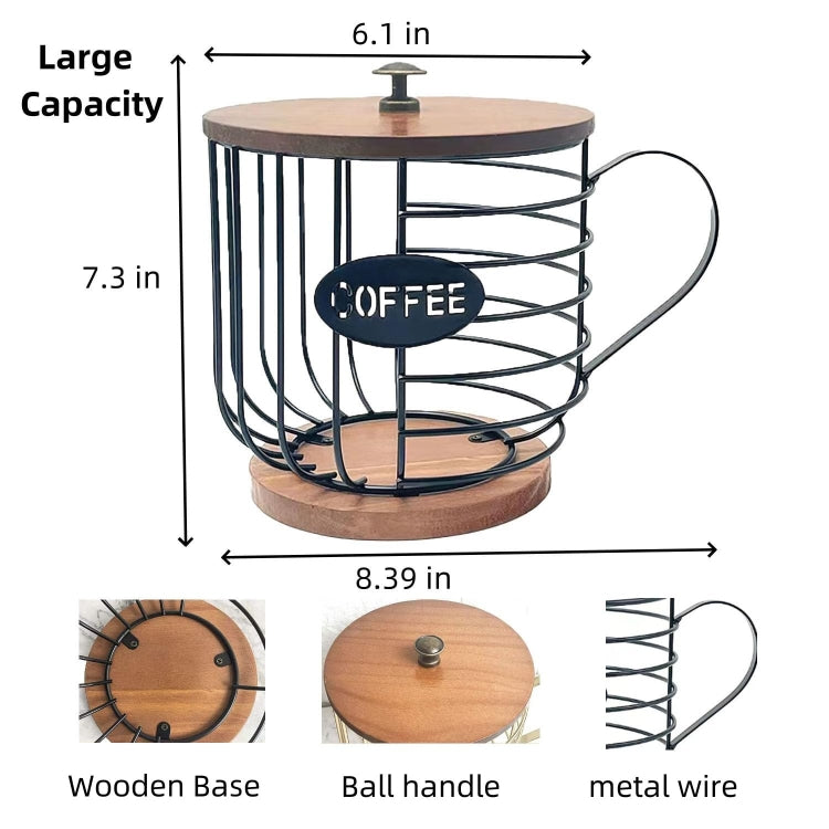 Coffee Companion Storage Rack Cup-Shaped Kitchen Storage Basket, Color: Gold with Words＋Lid
