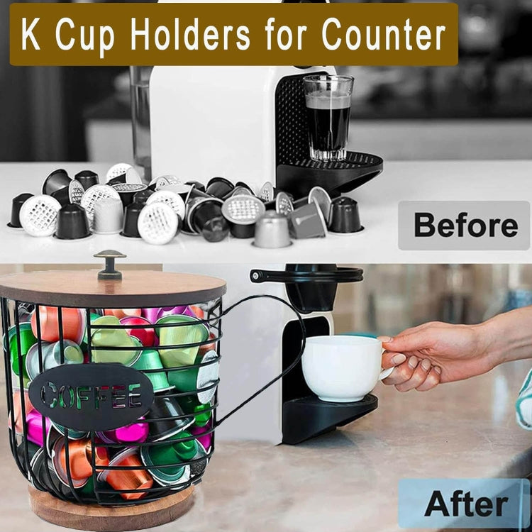 Coffee Companion Storage Rack Cup-Shaped Kitchen Storage Basket, Color: Black with Words＋Lid
