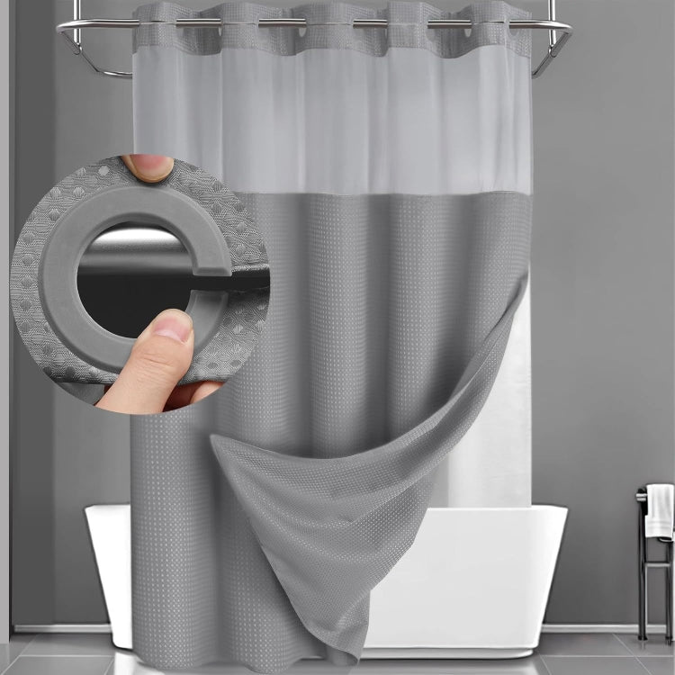 No Hook Waffle Shower Curtain with Removable Lining for Bathroom 72 x 75 Inch