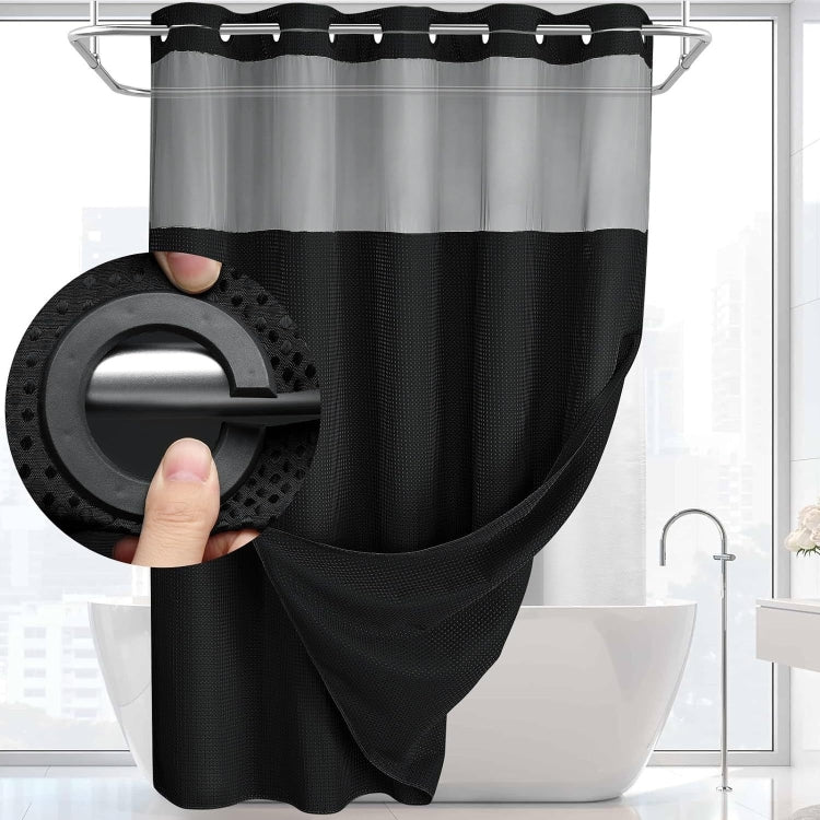 No Hook Waffle Shower Curtain with Removable Lining for Bathroom 72 x 75 Inch