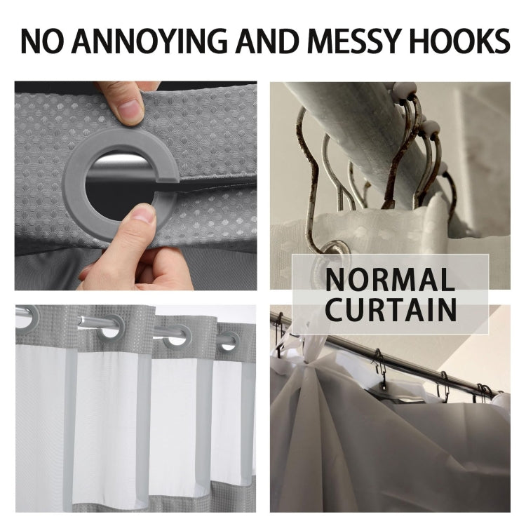 No Hook Waffle Shower Curtain with Removable Lining for Bathroom 72 x 75 Inch