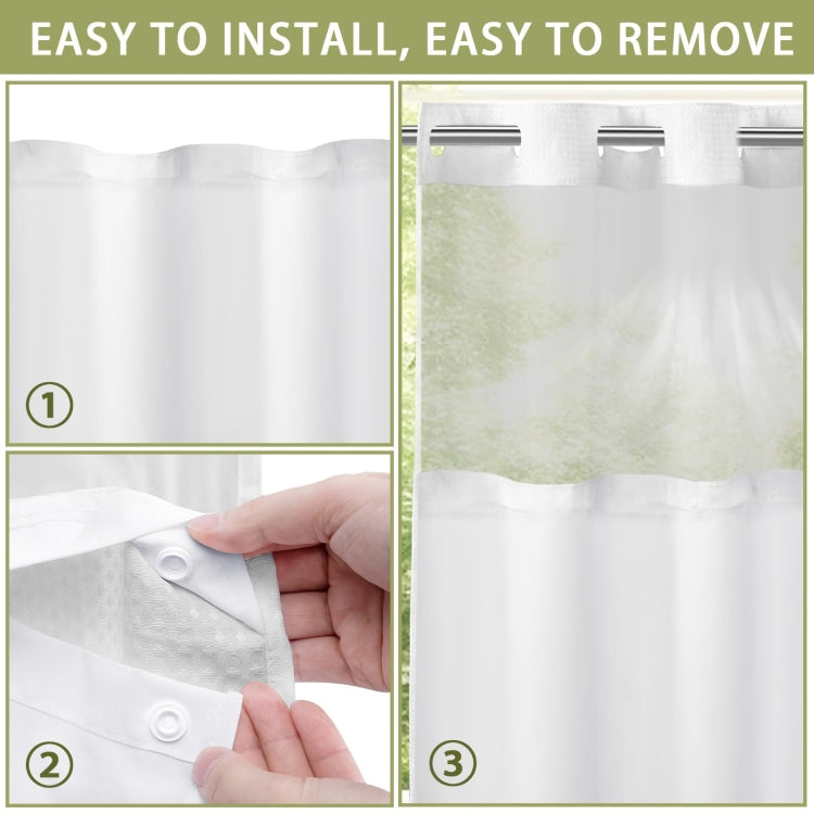 No Hook Waffle Shower Curtain with Removable Lining for Bathroom 72 x 75 Inch