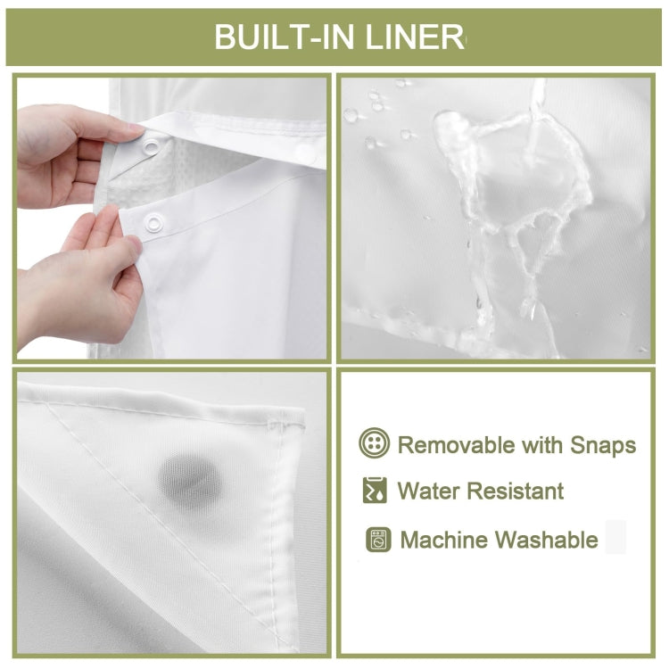No Hook Waffle Shower Curtain with Removable Lining for Bathroom 72 x 75 Inch