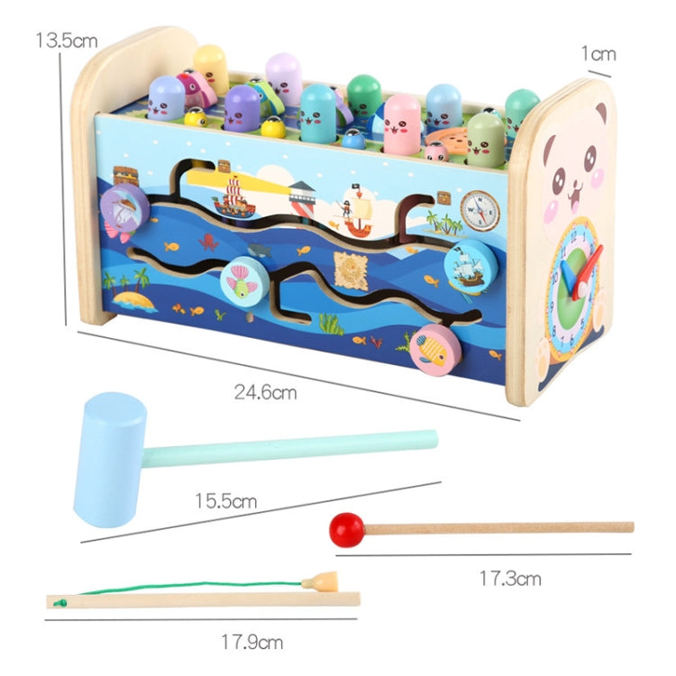 7 In 1 Without Music Wooden Montessori Play Whac-a-Mole Toy Multi-functional 1-3 Years Old Boys / Girls Baby Knockout Educational Toy