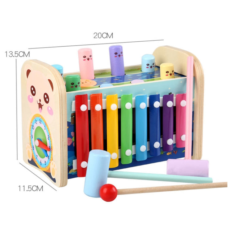 4 In 1 With Music Wooden Montessori Play Whac-a-Mole Toy Multi-functional 1-3 Years Old Boys / Girls Baby Knockout Educational Toy